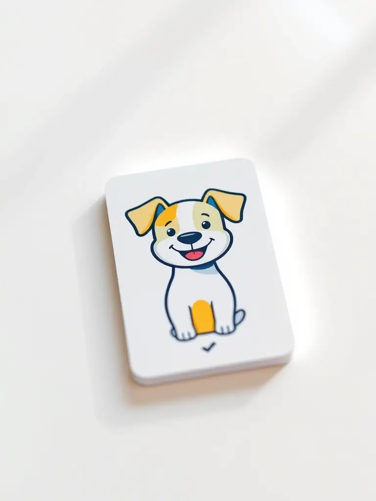 A sleek AI prompt card featuring a friendly dog illustration, with digital icons representing pet care, training, and health, set against a clean, minimal background, showcasing the 'Prompt My Dog' AI Pet Assistant.