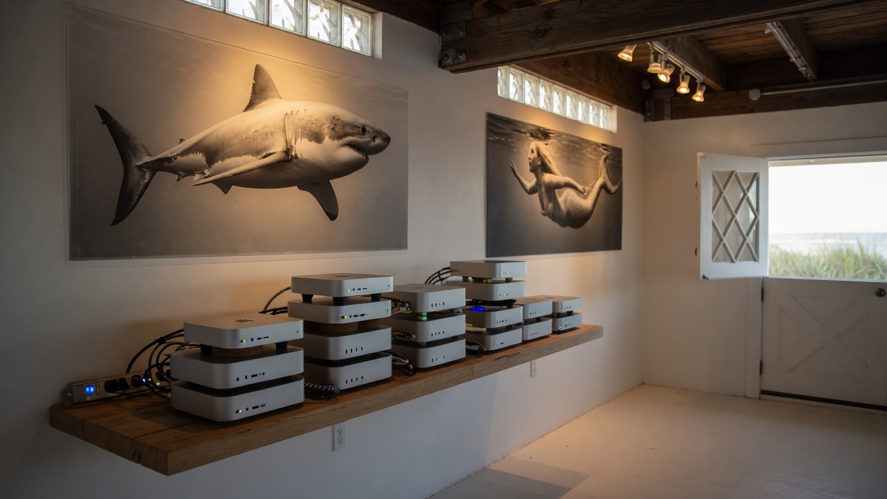 Distributed Mac mini compute at the OceanCrypto studio
